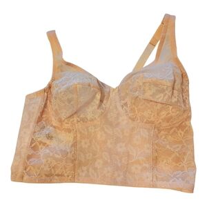 NEW Vintage Longline Lace Bra Top in Peachy Nude By Grenier